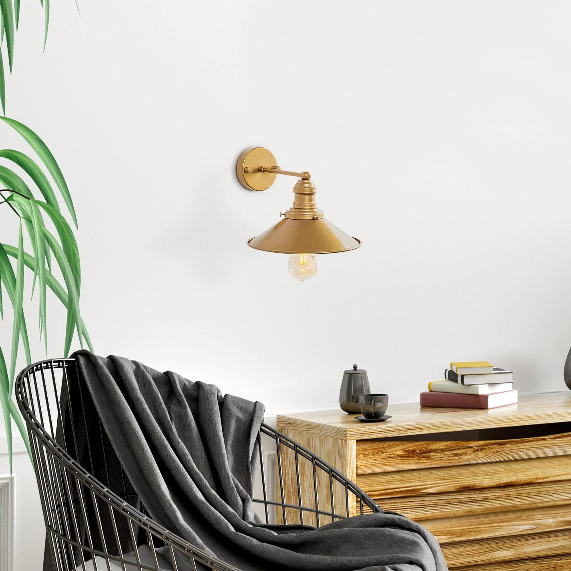 Lampe murale Fulgor - Corps en métal - Diamètre de la calotte 24 cm - Or