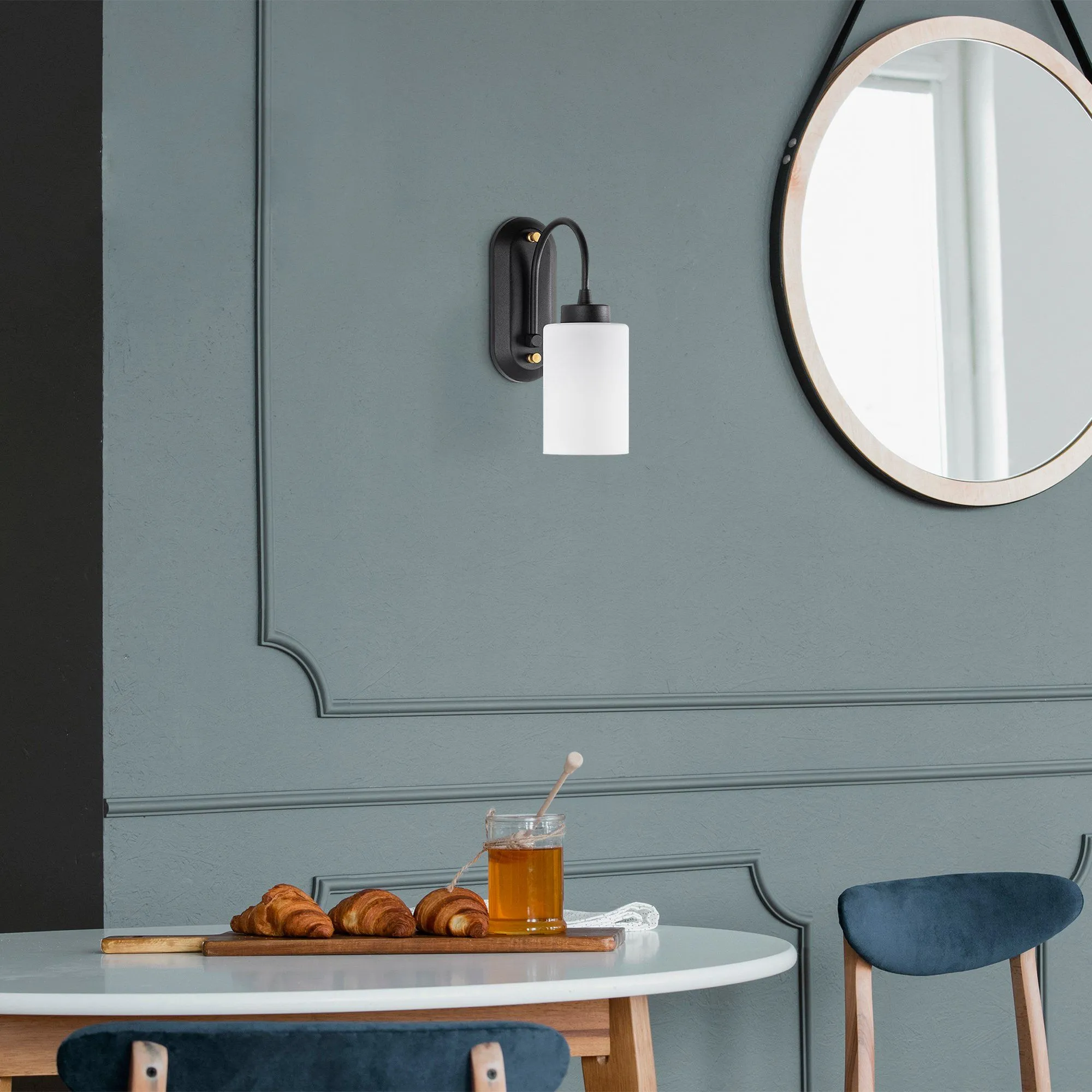 Lampe murale Fulgor - Corps en métal - Bouchon en verre - 10x21x28cm