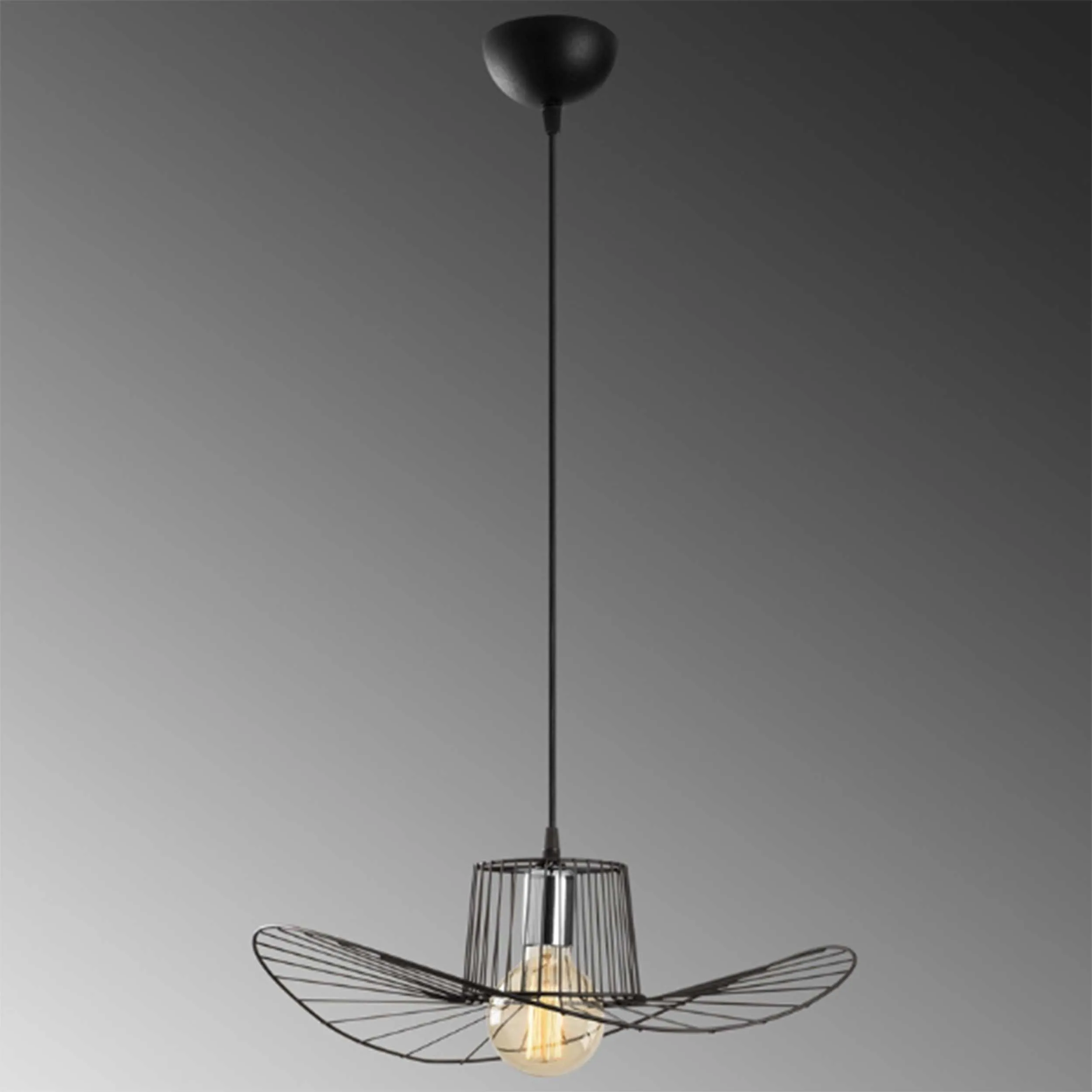 Opviq - Lustre en fer - 49 cm de diamètre - 110 cm de hauteur - IP20 - noir