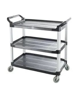 Chariot de service plastique noir 3 niveaux 102,2x50,5x96 cm 90 kg Pro.cooker
