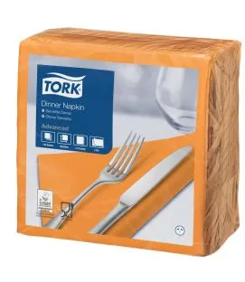 Serviette orange ouate de cellulose 39x39 cm Tork (150 pièces)
