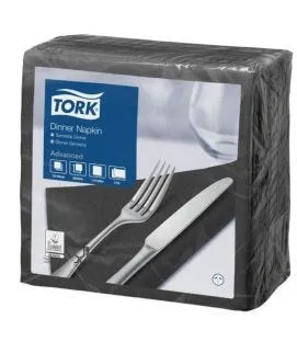 Serviette noir ouate de cellulose 39x39 cm Tork (150 pièces)