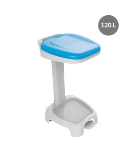 Support sac poubelle plastique 120 L bleu Gilac