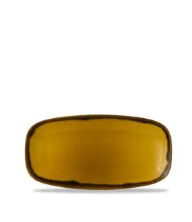 Assiette coupe plate rectangulaire jaune porcelaine vitrifiée 29,8x15,3 cm Harvest Dudson