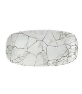 Assiette coupe plate rectangulaire Agate grey porcelaine vitrifiée 29,8x15,3 cm Kintsugi Agate Churchill