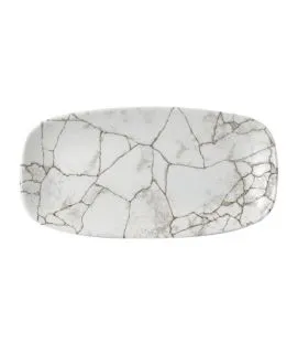 Assiette coupe plate rectangulaire Agate grey porcelaine vitrifiée 35,5x18,9 cm Kintsugi Agate Churchill