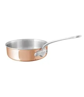 Sauteuse droite cuivre inox inox 18/10 Sans revêtement Sans couvercle Ø 20 cm 6 cm 1,8 L M'6s Mauviel