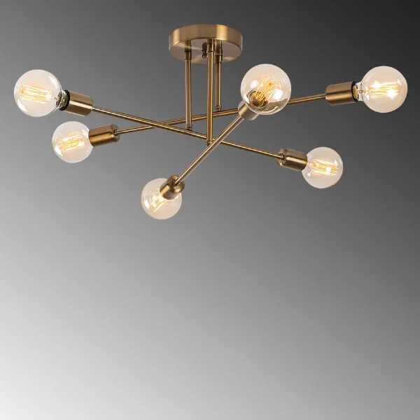 Lustre Vintage Sheen | Corps en métal | 64x64cm | 6x E27 Max 40W