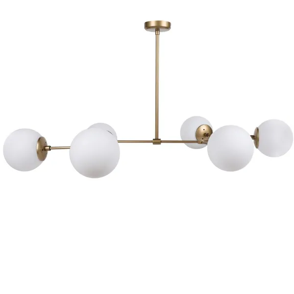 Opviq Lustre | Corps en métal Capuchon en verre | 100x58cm | Hauteur 48cm | Douille 6xE27 Max 40W