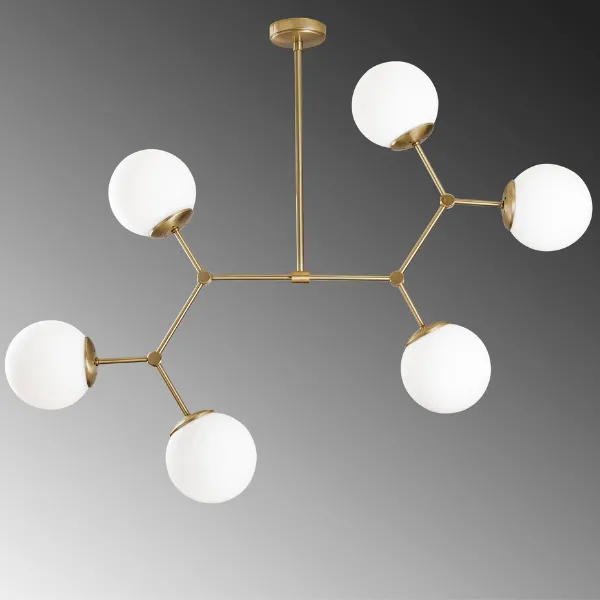 Opviq Lustre | Corps en métal | Chapeau en verre | 100 x 58 cm | IP20 | Jaune Blanc