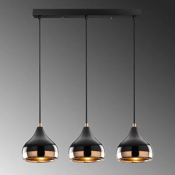 Opviq Lustre | Corps en métal, hauteur réglable | 67x17cm | Noir Cuivre