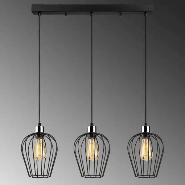 Opviq - Lustre en fer - 70x20cm - Hauteur : 115cm - Hauteur réglable - IP20 - Noir