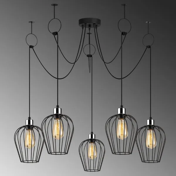 Opviq Lustre | Corps en métal | 120cm Diametre | 130cm Hauteur | Noir