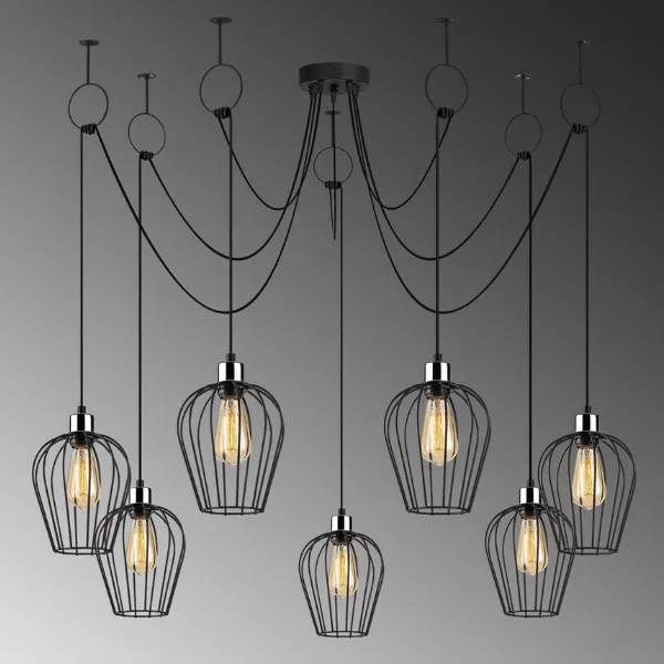 Opviq Metal Body Chandelier | 160cm Diameter | Adjustable Height | IP20 | Black