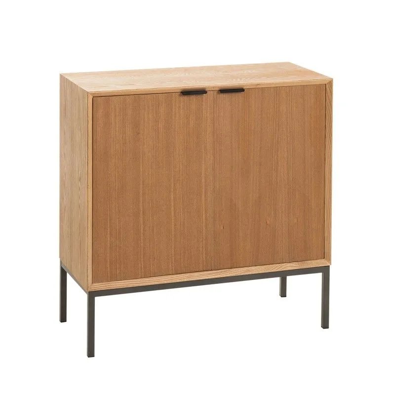 Buffet 2 portes en bois et métal naturel/noir, 80x35x80 cm