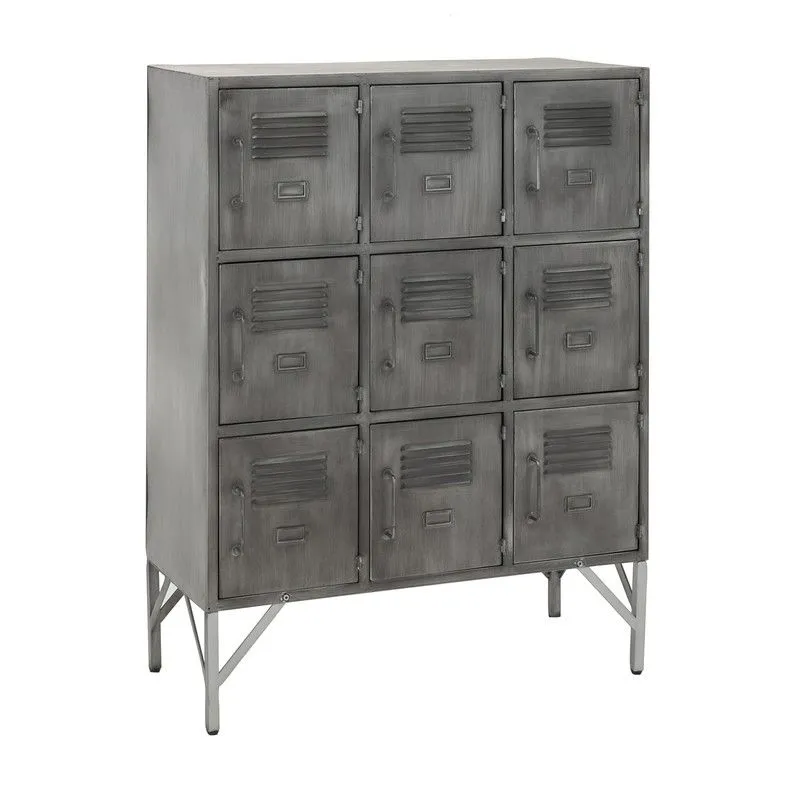 Buffet avec 9 portes en métal argenté, 86x41x113,5 cm