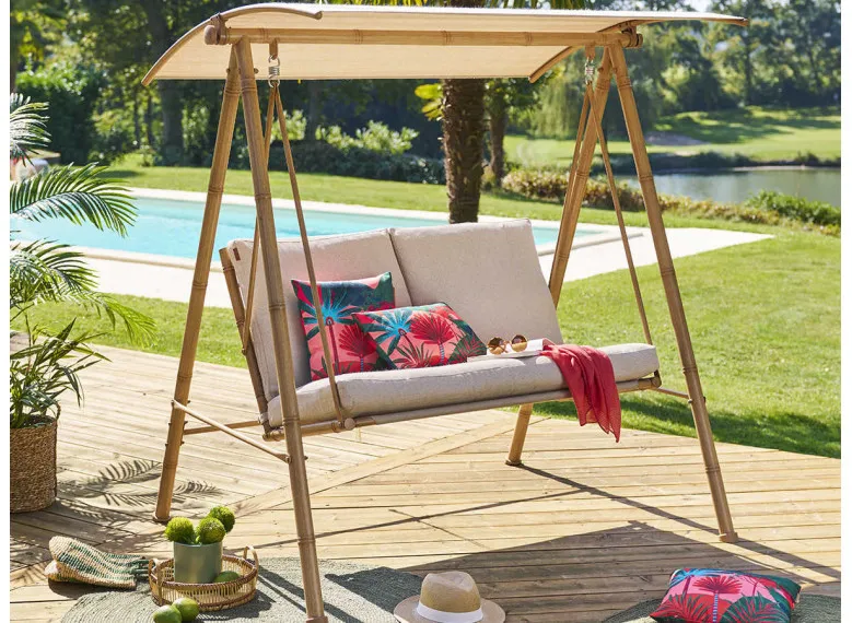 Balancelle 2 places effet bambou Baroe - Hespéride