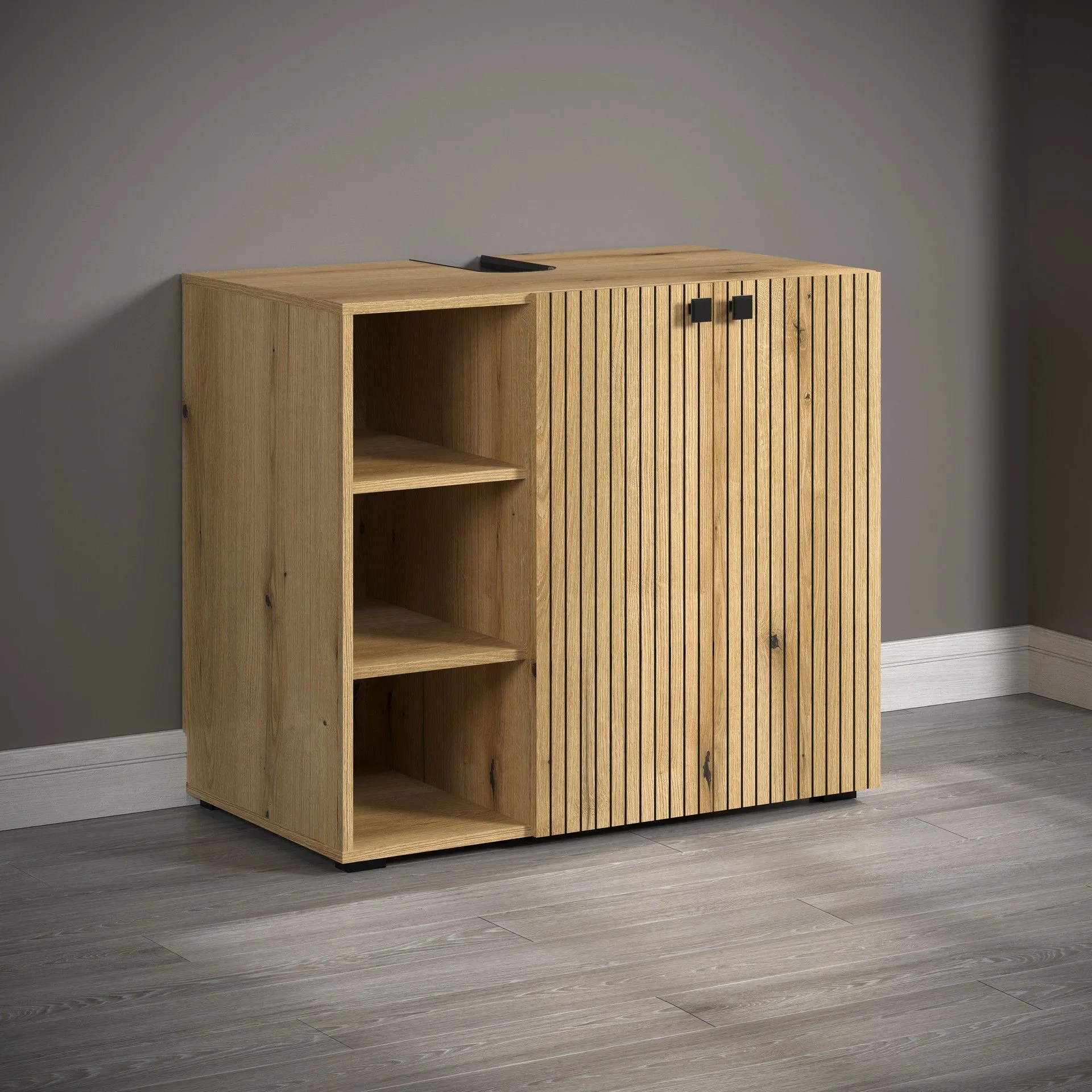 PureBliss – Meuble sous-lavabo en chêne Evoke– L/H/P : 90 x 79 x 53 cm