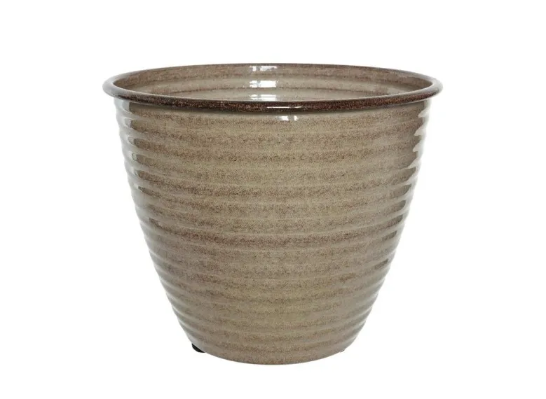 Cache-pot rond en acier émaillé Amy - Jardideco