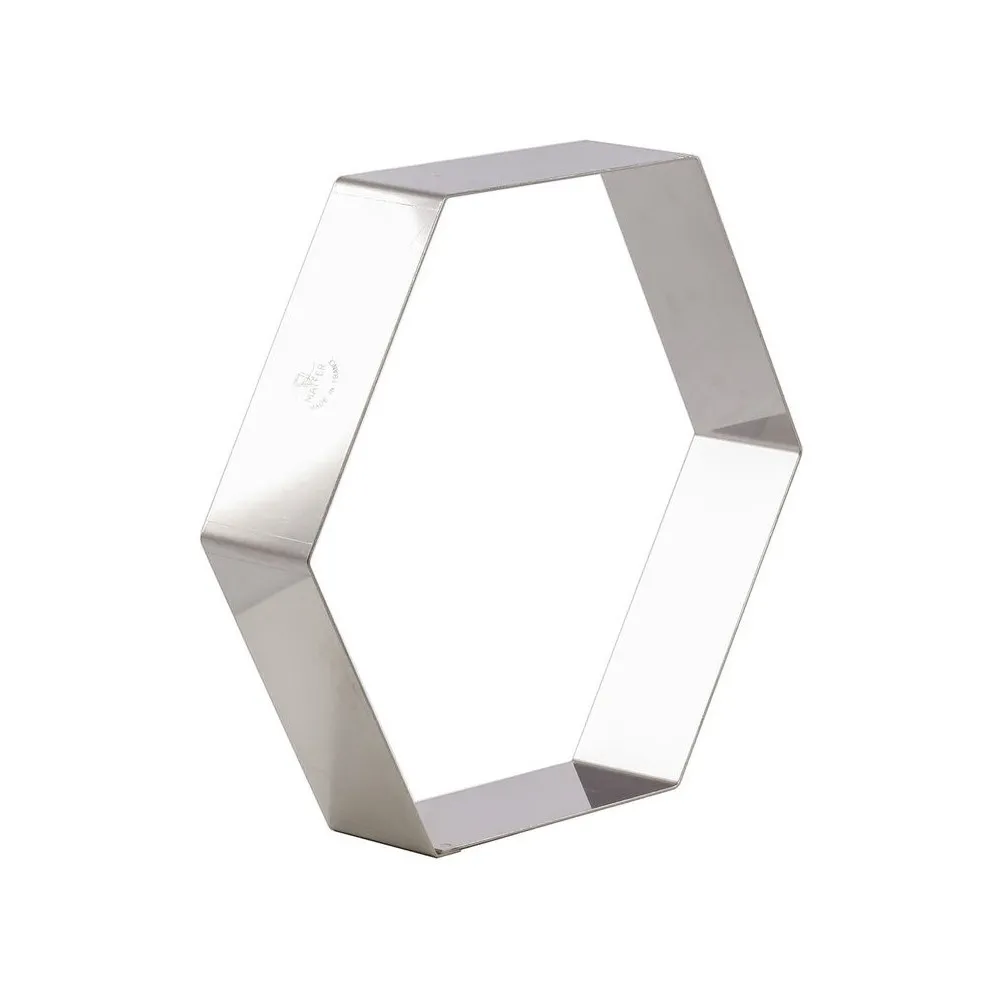 Cercle à entremets MATFER hexagone en inox hauteur 4.5cm - 2 tailles