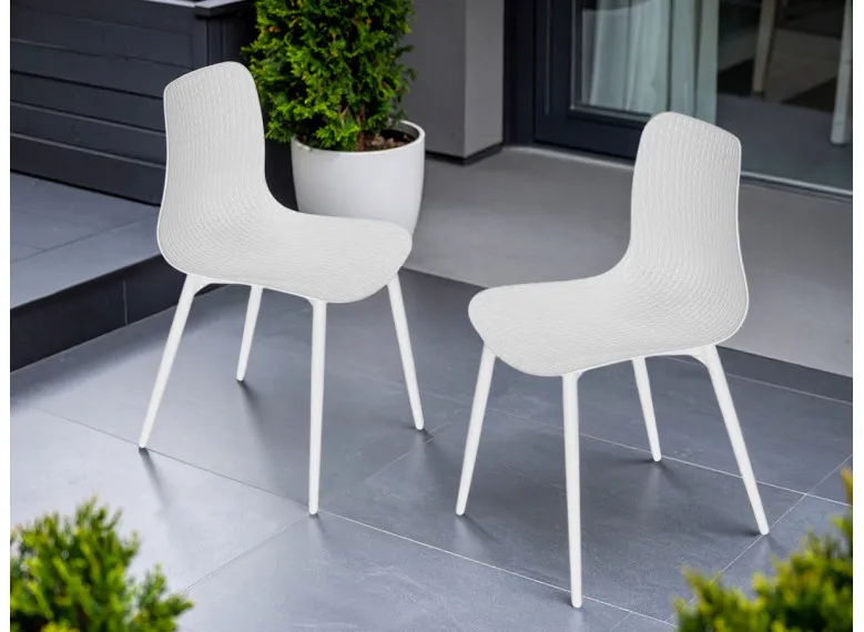 Chaise de jardin en aluminium et résine blanc Corfou - Jardiline