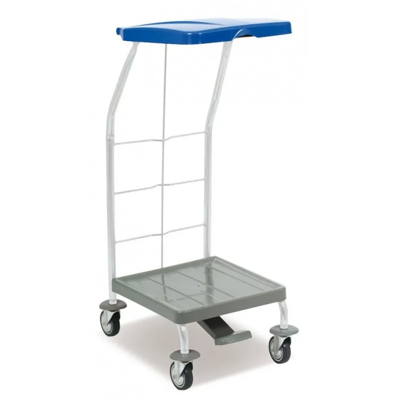 Chariot ramassage linge 1 support sac 70 L couvercle bleu et pédale FILMOP