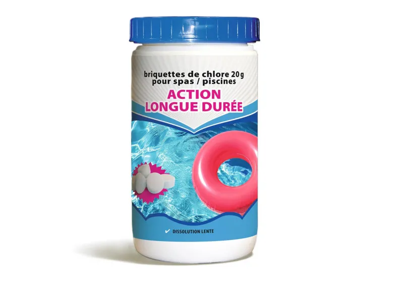 Chlore longue durée ou chlore lent 1 kg - Galets 20g - BSI