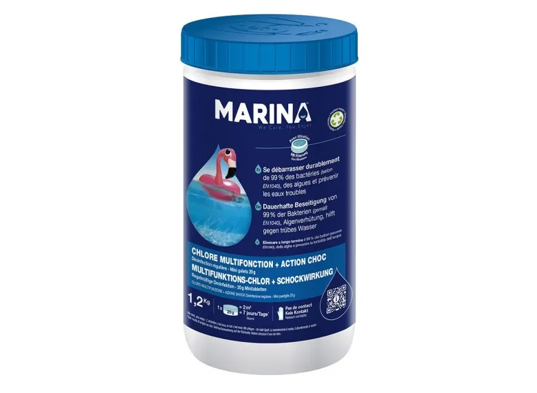 Chlore multifonction + Action choc galets bi-couche 1,2 kg - Marina