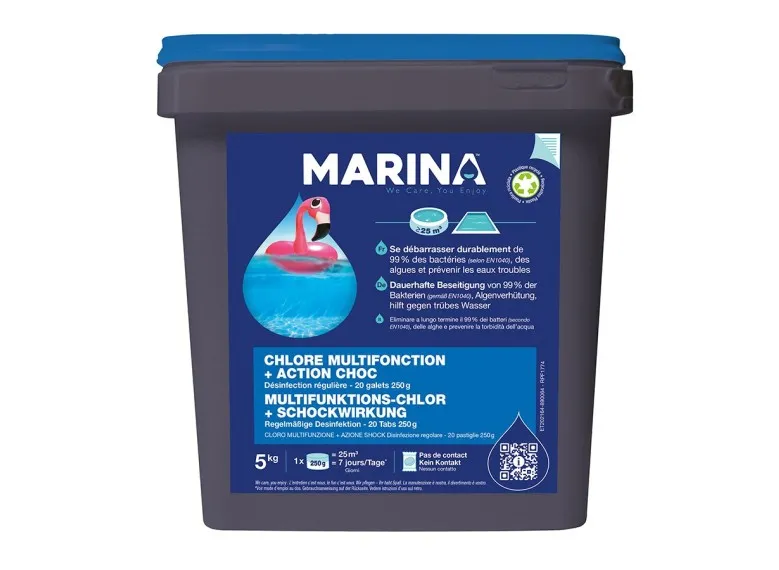Chlore multifonction + Action choc galets bi-couche 5 kg - Marina