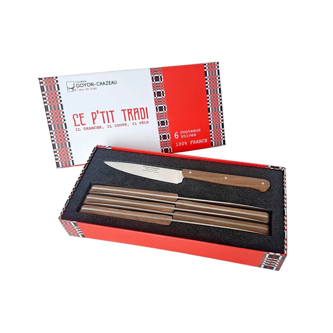 Coffret de 6 couteaux Le P'TIT TRADI Noyer - GOYON-CHAZEAU