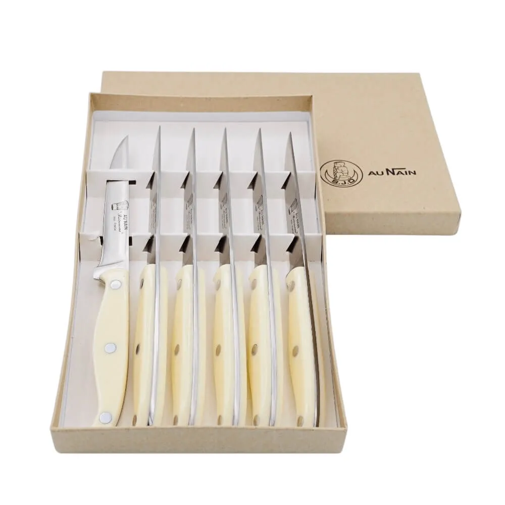 Coffret de 6 couteaux à Steak Bistronome Manche Ivoire - Au Nain