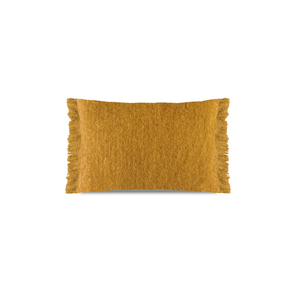 Coussin Mairo Pôdevache mohair rectangulaire 40x60cm curry