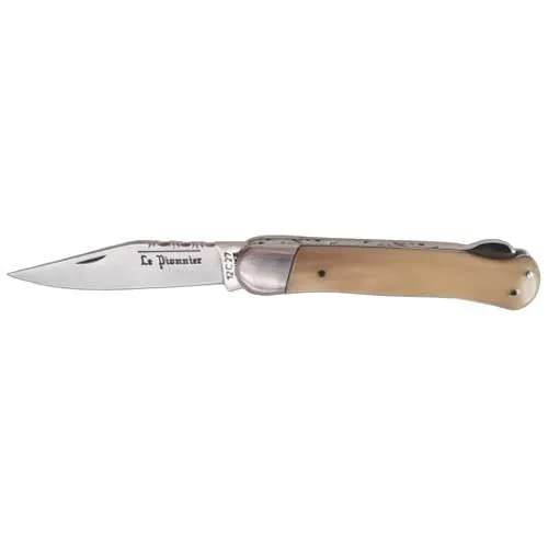Couteau pliant Pionnier Chasse Pointe de corne blonde - DOURIS CHASTEL