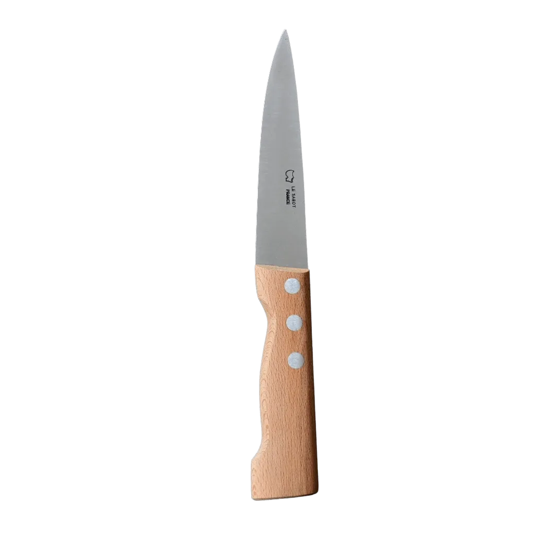 Couteau Saigner 14 cm Lame Carbone Manche en Hêtre - Au Sabot