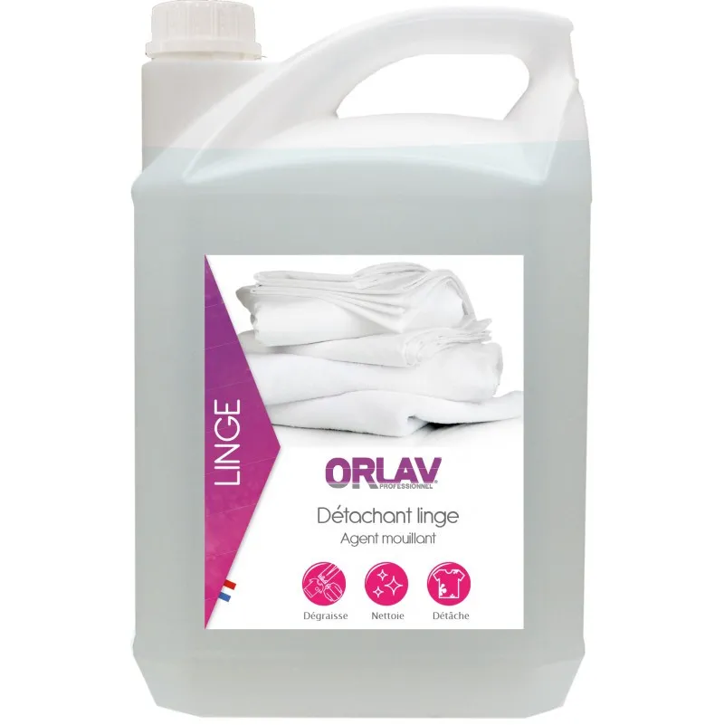 Détachant linge agent mouillant avant lavage développé pour dégraisser les fibres et éliminer toutes les tâches du linge.