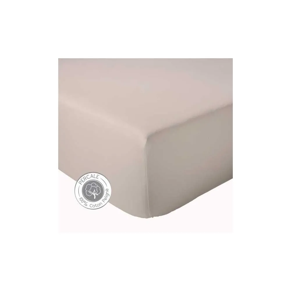 Drap housse TRADILINGE Percale lin 160x200 bonnet 30cm (1 dispo)