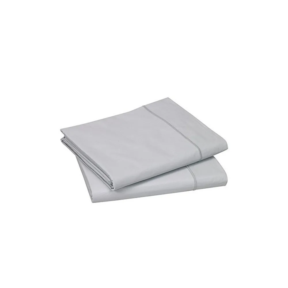 Drap plat BLANC DES VOSGES Uni Percale de coton Platine 240x300cm