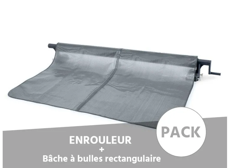 Enrouleur + Bâche à bulles pour piscine tubulaire rectangulaire - Intex