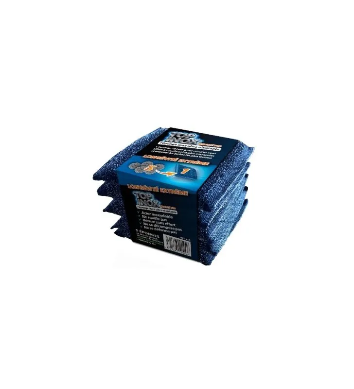 Eponge récurante double face TOP INOX - lot de 5