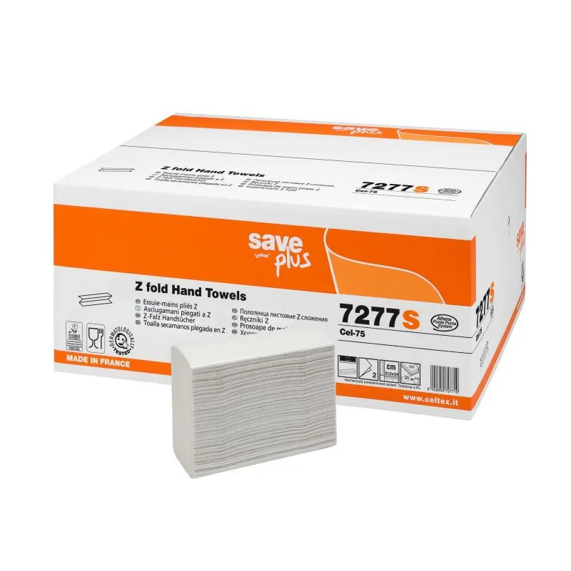 Essuie-mains plié ouaté en Z Blanc - 2 plis
