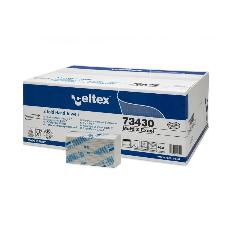 Essuie-mains plié ouaté en Z Blanc - 3 plis