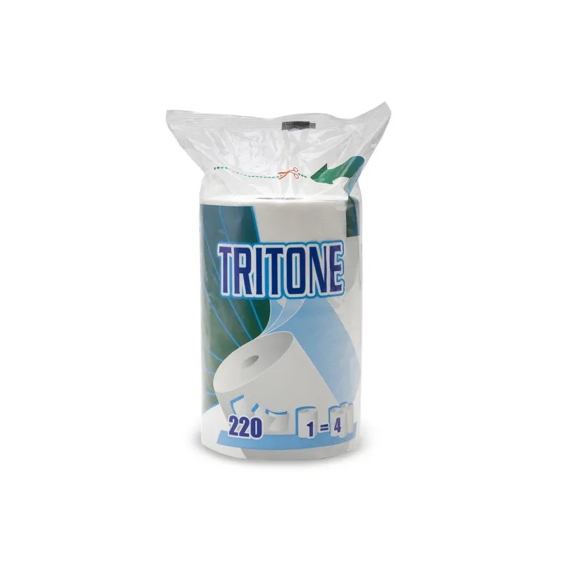 Essuie tout ménager TRITONE gaufré 3 plis - Blanc - 220F par rouleau