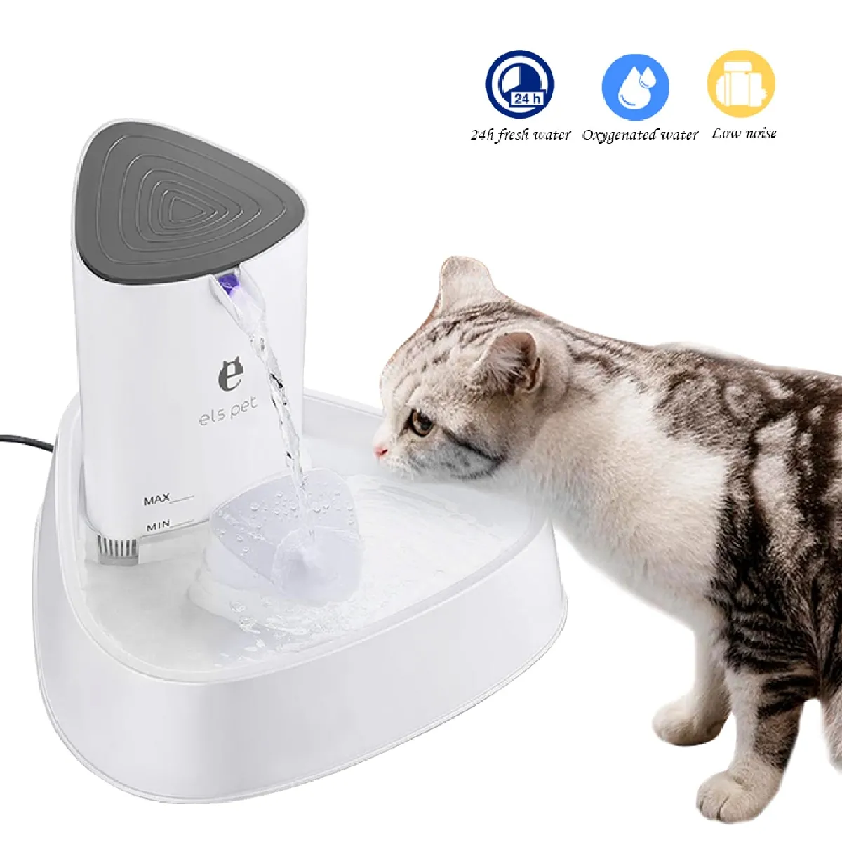 Distributeur d'eau silencieux pour chats - Filtre à charbon actif - Matériau PP
