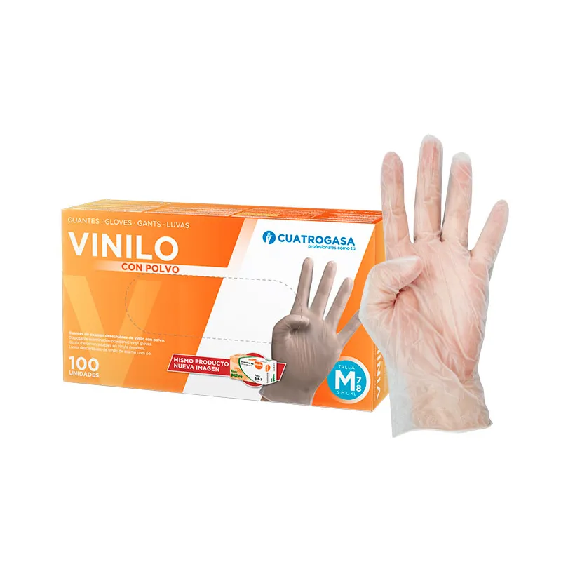 Gants Vinyl jetables légèrement poudré à surface lisse - Boite de 100 S