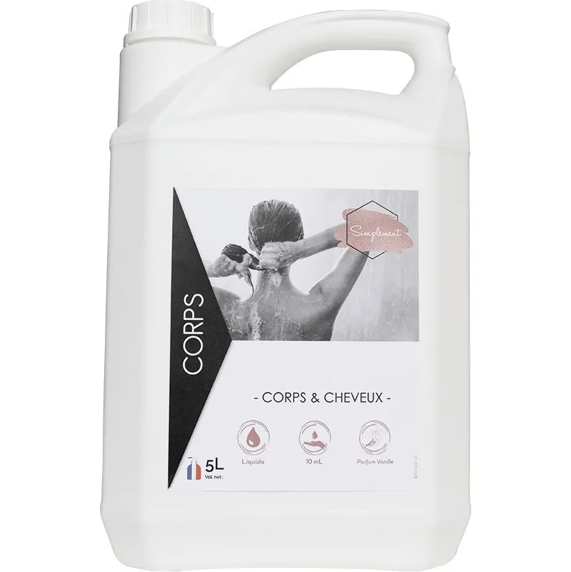 Gel douche SIMPLEMENT Blanche ivoire corps et cheveux au parfum jasmin coco.