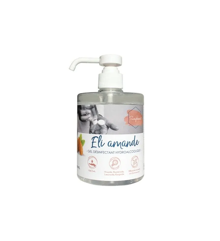 Gel hydroalcoolique parfumé amande ELI - 500ml à pompe