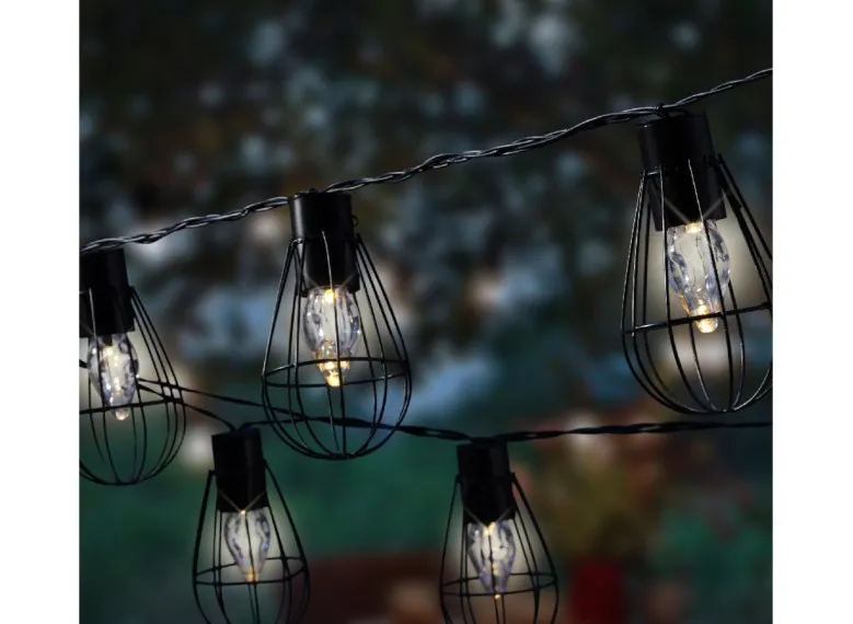 Guirlande d'extérieur LED solaire style industriel - Jardideco