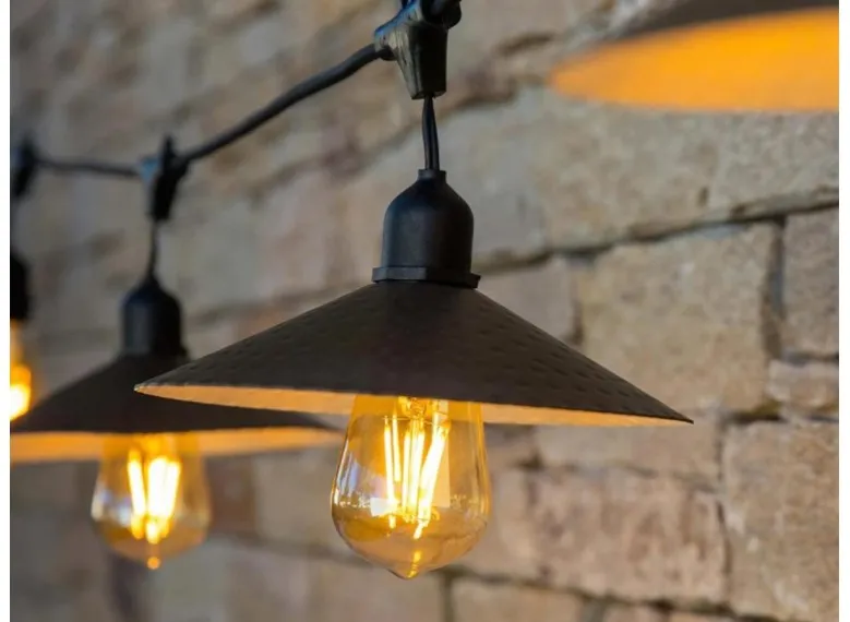 Guirlande lumineuse LED avec abat-jour en acier style vintage VINTY LIGHT 6 m connectable