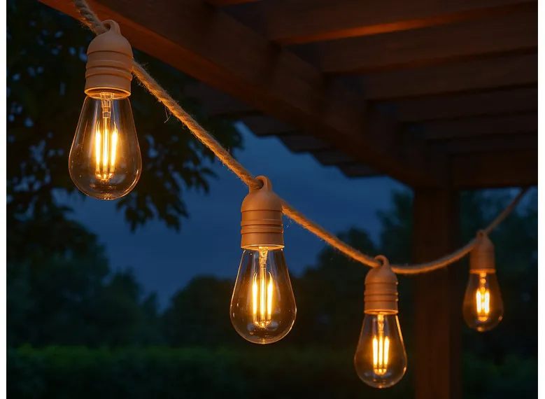 Guirlande lumineuse solaire en corde 10 ampoules transparentes LED blanc chaud FANTASY CORD SOLAR 7,45 m