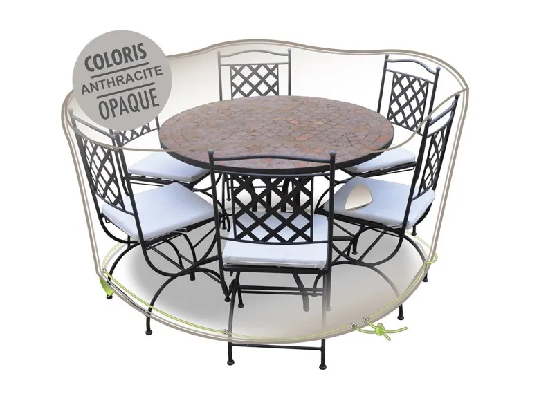 Housse de protection Cover Air pour table ronde + 6 chaises - Ø 160 x 70 cm - Jardiline